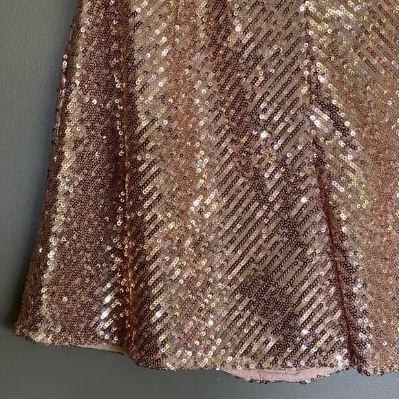 NWT MAJE Sequin Shorts In Metal Pink Size XS Rose Gold Flouncy Dress Shorts Chic - Picture 15 of 16